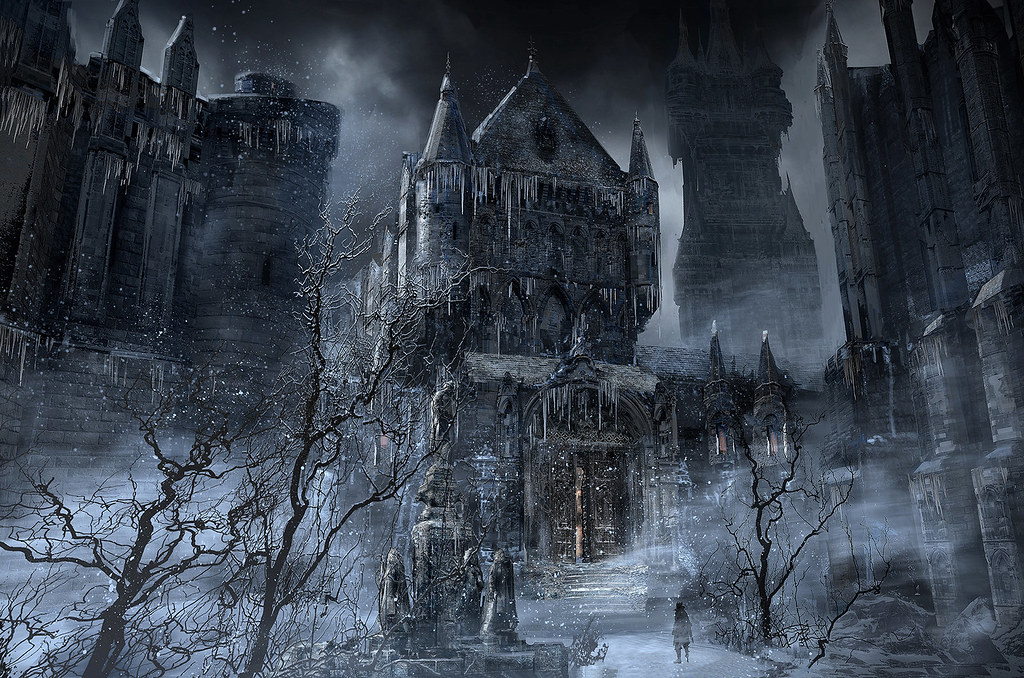 Escena promocional de los escenarios y criaturas de Bloodborne